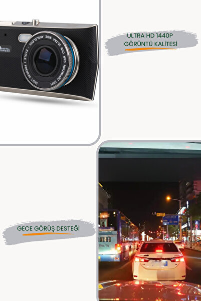 HANGAST Hc-004 4 Inc Dokunmantik Ips Ekran Araç Içi Çift Kamera Gece Görüşlü.yol Kayıt Kamerası.