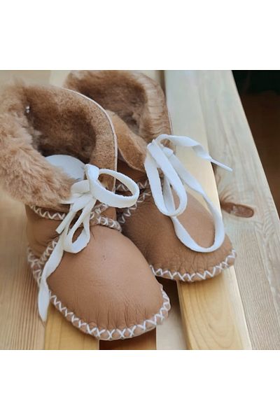 BEBEĞİME ÇORAP Organic Leather Baby Boots