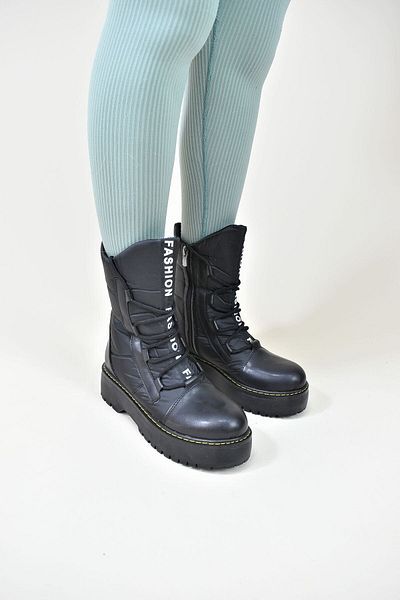 Aleza Shoes Μαύρα γυναικεία μποτάκια Elissa Parachute
