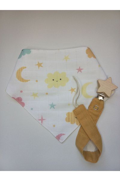 sbbaby Muslin Baby Food Apron Pacifier Holder with Wooden Clip