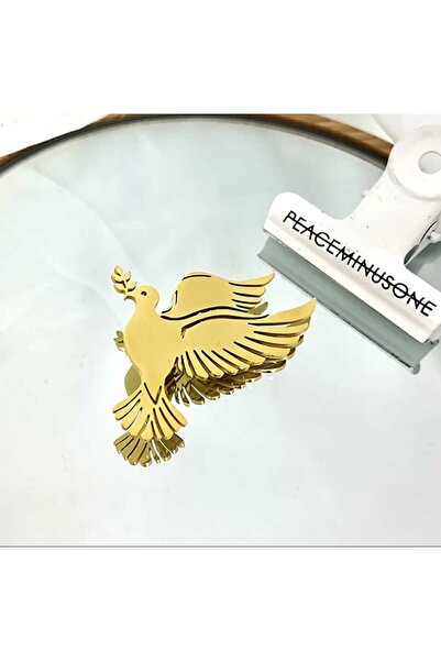 ESJ Paslanmaz Çelik Altın Kaplama Barış Güvercini Unisex Broş