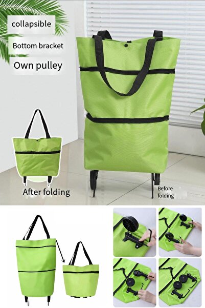 BİTERSE Tekerlekli Katlanabilir Alışveriş Arabası Çantası Katlanır Pazar Arabası