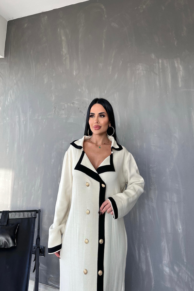 LİLA İSTANBUL Трикотажне плаття з круглим вирізом і ґудзиками спереду (стандартний розмір S/M/L/XL)