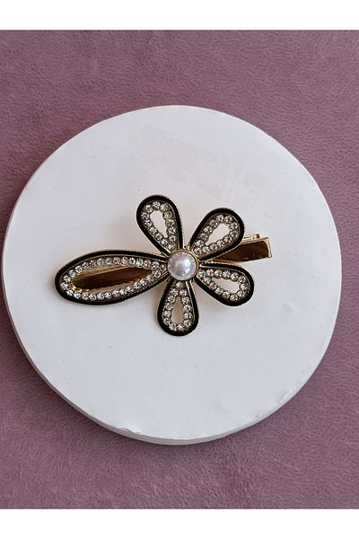 BURÇİN AKSESUAR Zircon Brass Plated Anti-Tarnish Metal Collet Buckle Daisy Side Buckle