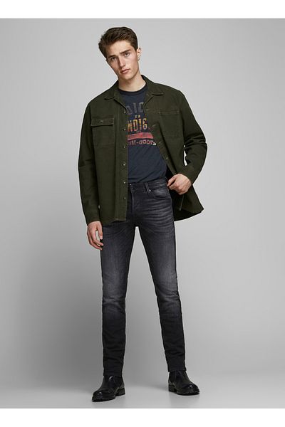 Jack & Jones Low Waist Slim Fit Black Men's Denim Pants 12162430_Jjiglenn Jjicon Jj 557 50S