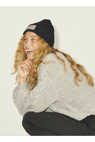 JJXX JXBASIC LOGO BEANIE - Beretă neagră pentru femei, SN Acc