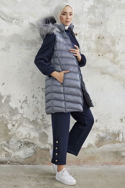 InStyle Axel Hooded Puffer Vest - Gray