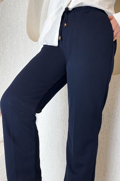 InStyle Kalhoty z dvojité tkaniny Lycra s elastickým pasem – tmavě modrá