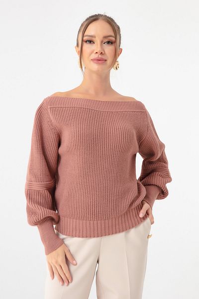 Lafaba Staubiger Rose-Pullover mit U-Boot-Ausschnitt für Damen