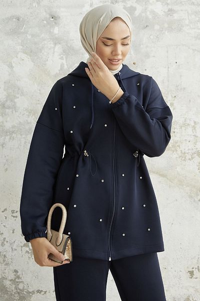 InStyle Ariesa Stone Tunnel Lace Scuba Suit - Navy Blue