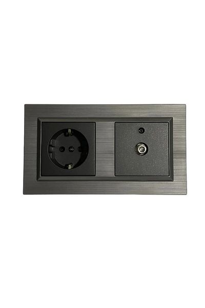 OVİVO Quantum Magnetic Gray Set of 2 Grounded Socket + Satellite (television) Socket