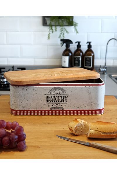 EVLE Er215-4o Country Bakery Patterned Wooden Covered Bread Dish 9 Lt