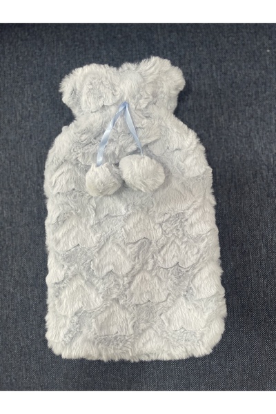 KÜÇÜK EW 2 Litre Peluş Kılıflı Ponponlu Kalpli Sıcak Su Torbası Termofor