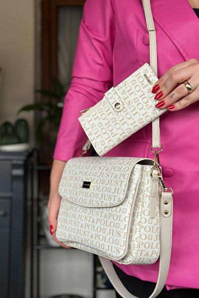 Just Polo حقيبة كتف نسائية كبيرة الحجم مكونة من 5 أقسام وحزامين 2184