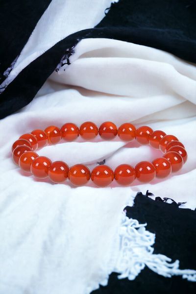NBS Beautiful Naturel Stones Red Agate Real Natural Stone Bracelet (Evil Eye, Evil Energy) 8 mm