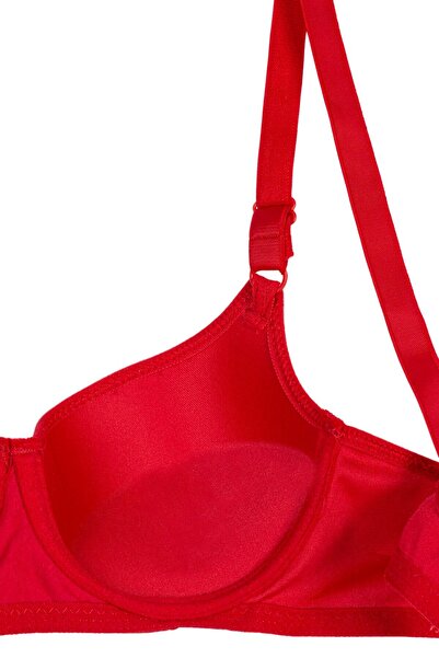 Rare White Women's Red Padded Underwire Adjustable Strap Bra