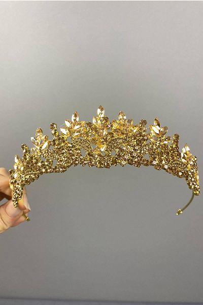 Hobigram Μοντέλο Henna and Bridal Crown σε χρώμα μελιού – Κορώνα, Κρυστάλλινη Πέτρα, Κομψό Μοντέλο, Νυφικό Κορώνα – Κορώνα –
