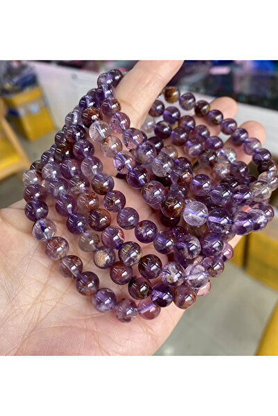 NBS Beautiful Naturel Stones سوار أميترين من الحجر الطبيعي الحقيقي (تقوية التركيز، وتوضيح العقل) (قطعة واحدة)