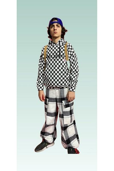 Puledro KIDS CARGO PLAID WIDE UNISEX PANTS