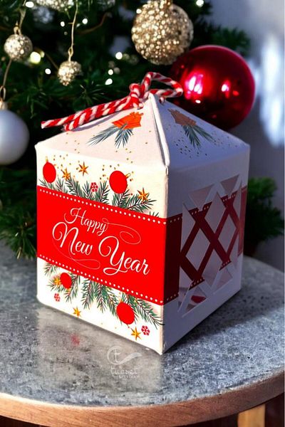 t tuğset etiket Happy New Year New Year's Eve Gift Box with Window 10 Pieces -t643