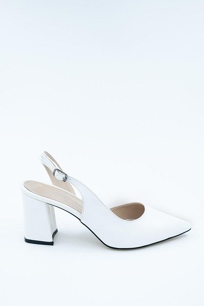 Modabuymus Polly White pantofi cu toc stiletto cu bandă asimetrică