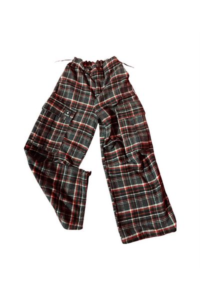 Puledro KIDS CARGO PLAID WIDE UNISEX PANTS