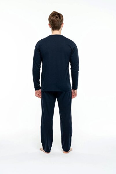 MOD Erkek Boydan Dümeli Lacivert Pijama Takımı 3899