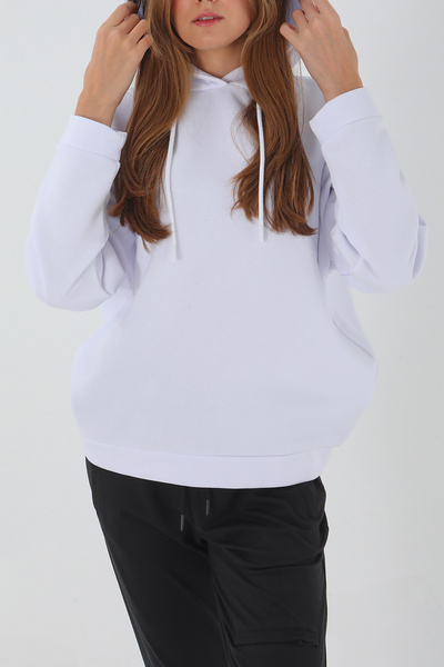 ESPİNA Hanorac alb cu glugă oversize fit pentru femei