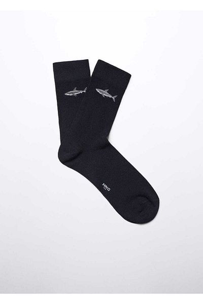 MANGO Man Baumwollsocken mit Hai-Stickerei