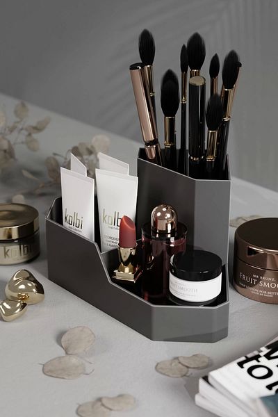 kolbi Trio 3 Διαμερισμάτων Organizer Μακιγιάζ / Organizer Καλλυντικών Μαύρο Χρώμα