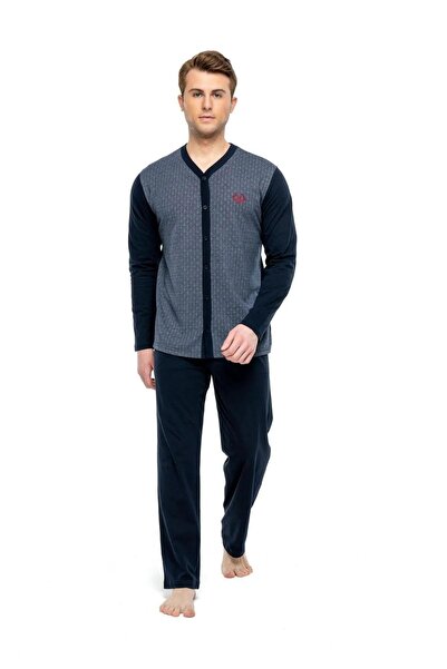 MOD Erkek Boydan Dümeli Lacivert Pijama Takımı 3899