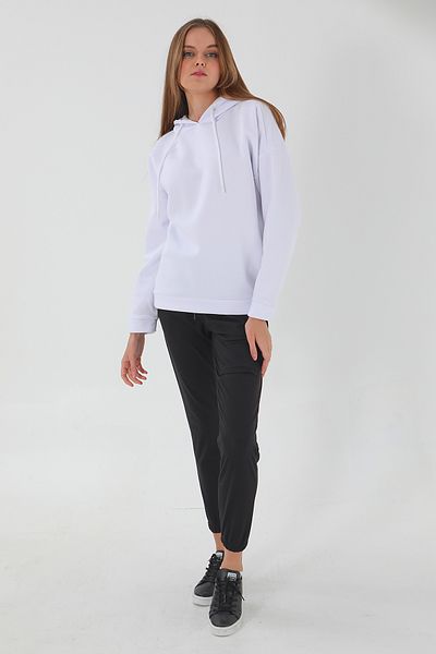 ESPİNA Γυναικείο φούτερ με κουκούλα σε λευκό Oversize Fit