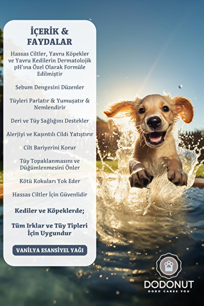 DODONUT Pure&care Hassas Ciltler Ve Yavru Kedi Köpekler Için Hipoalerjenik Doğal Şampuan, 250 Ml