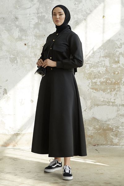 InStyle Mileya Scuba Suit with Flap Pocket and Skirt - Black