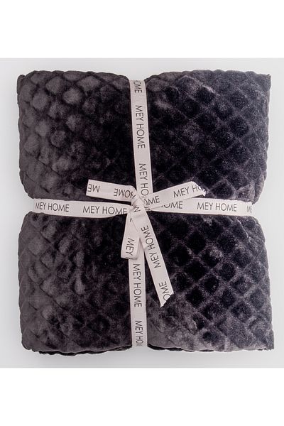 MEYHOME Wellsoft TV Blanket 150x200 cm (Baklava Pattern), black