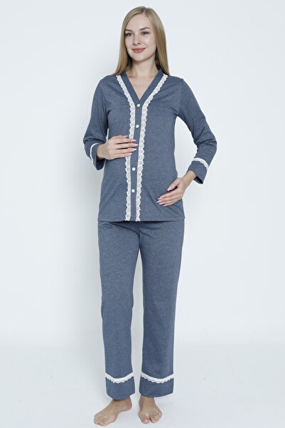 Miss Dünya Lissa Set de pijamale de maternitate și de maternitate cu nasturi ...