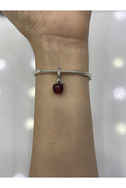 My Story Kırmızı Elma Murano Sallantılı Gümüş Charm