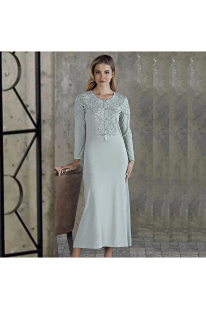 ERBAĞCI HOMEWEAR Uzun Kol Tam Boy 3 Düğmeli Mevsimlik Gecelik