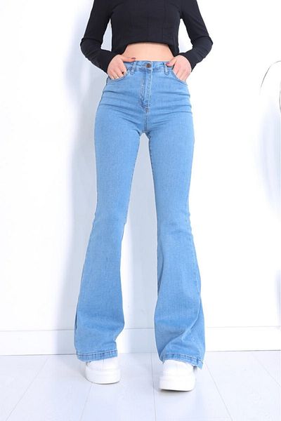 Trn JNS Blugi spanioli cu talie înaltă Ice Blue Flare (extra confortabili).
