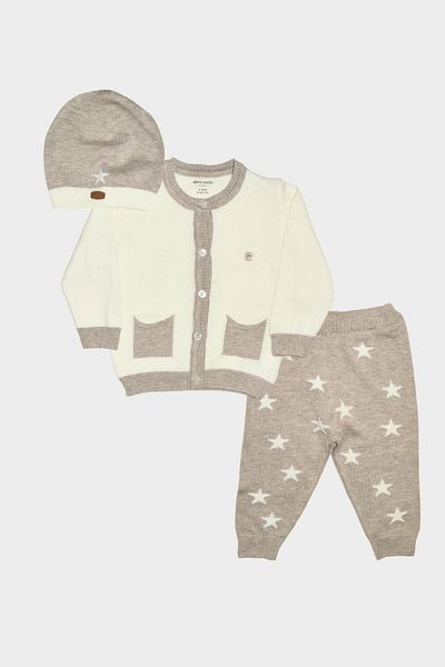 Pierre Cardin مجموعة ملابس الأطفال والرضع المكونة من 3 قطع من الجزء العلوي والسفلي من Starry Knitwear
