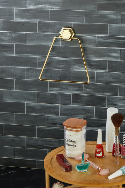 FBZhome Adhesive Triangle Gold Metal Towel Holder Rack Bathroom Organizer