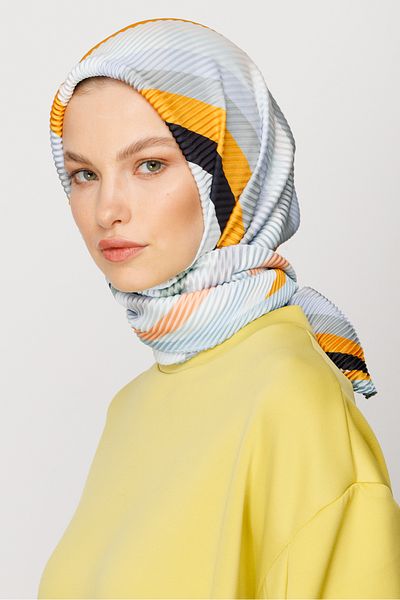 Mooncorn Eșarfă plisată cu model Akra Baby Blue