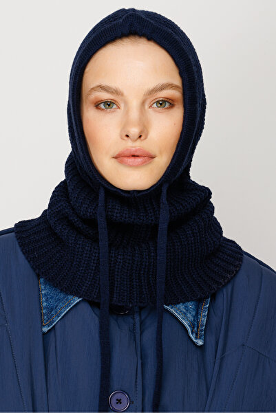 Mooncorn Lacivert Balaclava Triko Başlık