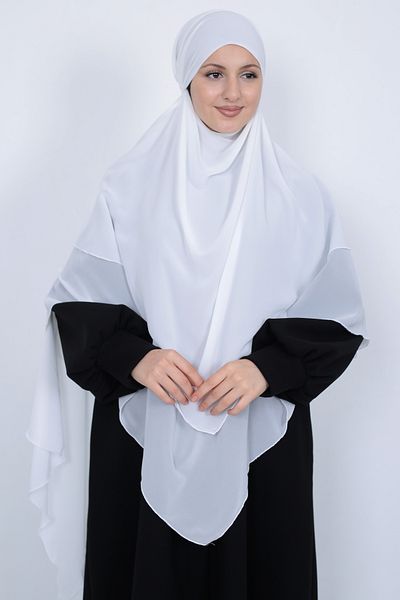 MARQUANT Μακρύ έτοιμο δεμένο τρίγωνο Hijab Hijab σουφλέ τριών στρώσεων