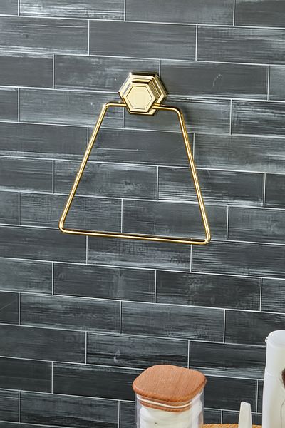 FBZhome Suport pentru prosoape din metal auriu triunghi adeziv Organizator pentru baie