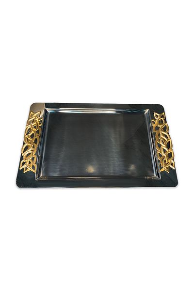 Aryıldız Roma Stainless Steel Tea Tray - Gold
