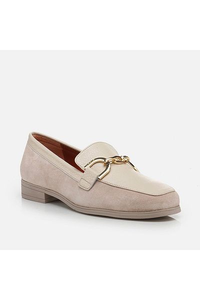 Hotiç Genuine Leather Beige Women's Loafer
