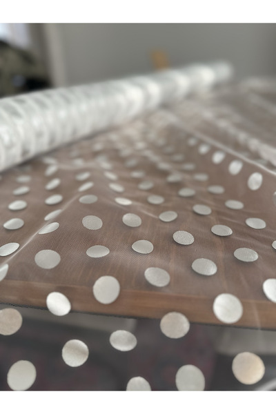 Ceremony Gümüş Puantiye Varak Baskılı Hayal Tül