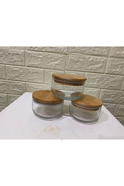 devigo 3-Piece Stylish Jar Set with Bamboo Lid 3x600 ml