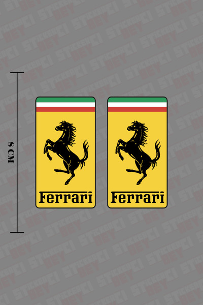 STİCKERCI BEY 2 Adet Ferrari Renkli Baskılı Sticker Seti Otomobil - Motosikle...